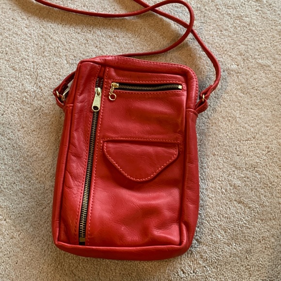 Handbags - Genuine leather red crossbody handbag